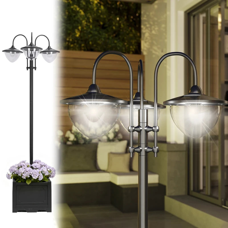 Outsunny 92.5" Outdoor Lamp Post Light, Solar-Powered Streetlight, w/ Clear Glass, Black by Dropsure