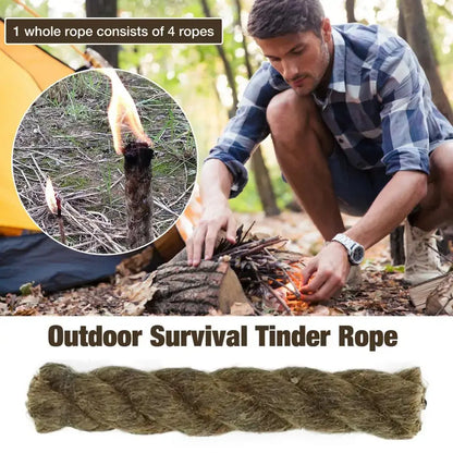 Tinder Rope Survival Fire Starter Waterproof Wax Rope For Hiking by Anti Spier