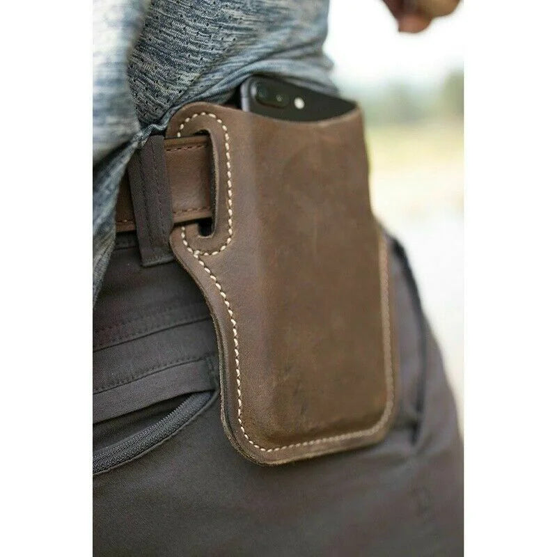 Men Cell Phone Belt Pack Bag Loop Waist Holster Pouch Case Leather Wallet Cover by Anti Spier