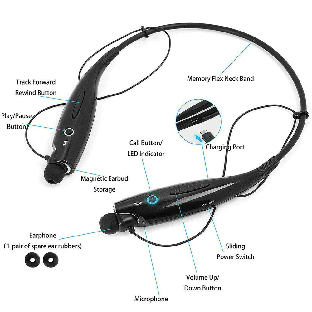 Bluetooth Neckband Wireless Headphones Mic Headset Stereo Earbuds Earphone by Anti Spier