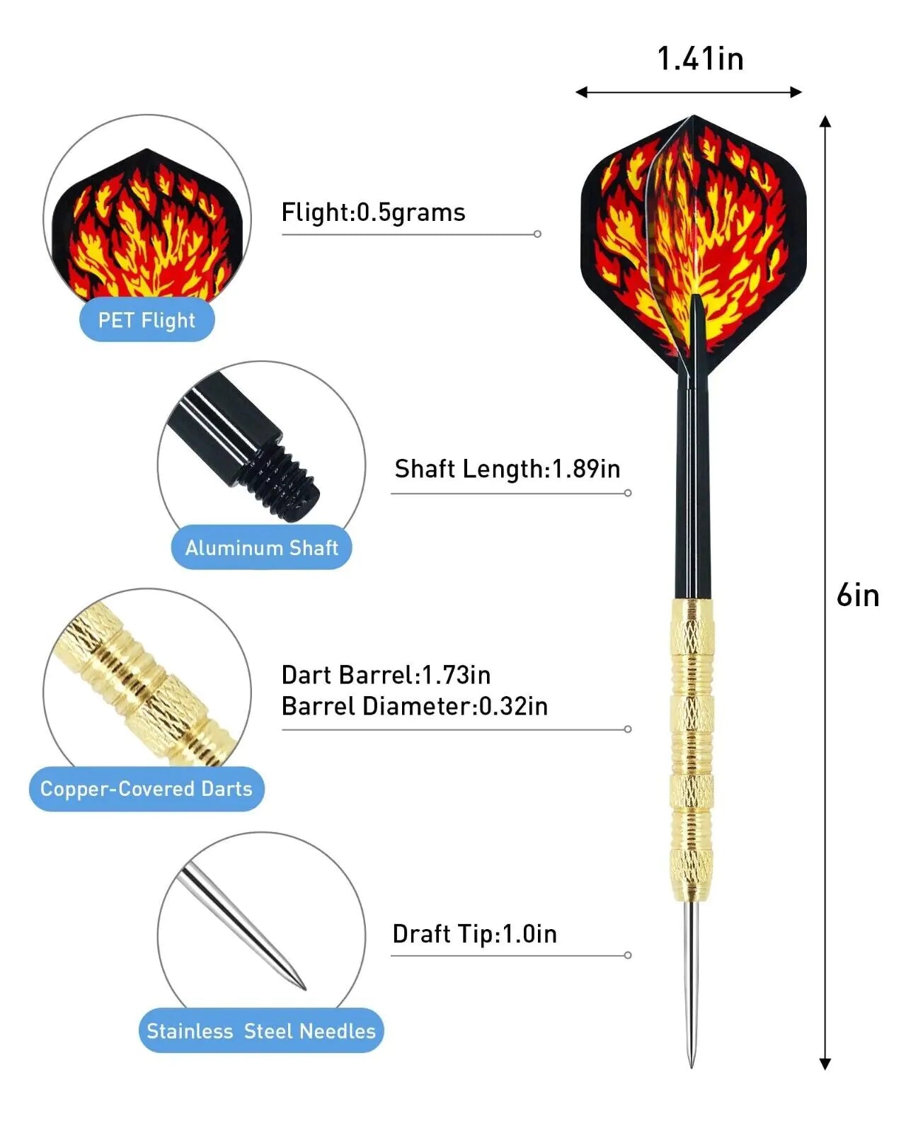 5 Sets (15Pcs) Steel Tip Professional Darts Set Darts Slim Barrel Dart Flights by Anti Spier