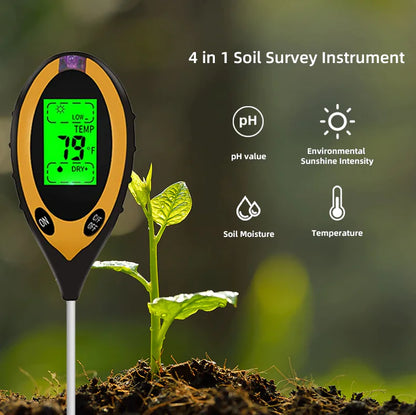 4 In 1 LCD Digital Soil Tester PH Water Moisture Temperature Sunlight Plant Test by Anti Spier