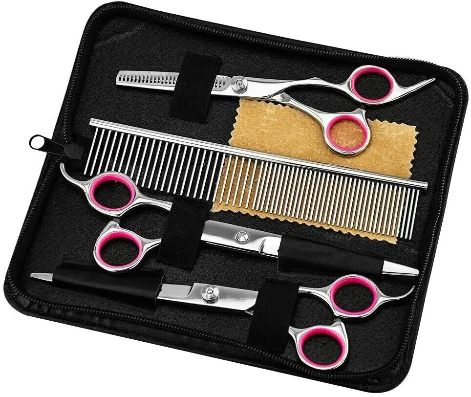 Pet Dog Grooming Scissors Stainless Straight Curved Thinning Shears Trimmer Kits by Anti Spier