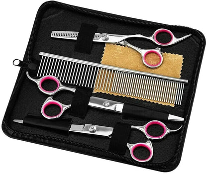Pet Dog Grooming Scissors Stainless Straight Curved Thinning Shears Trimmer Kits by Anti Spier