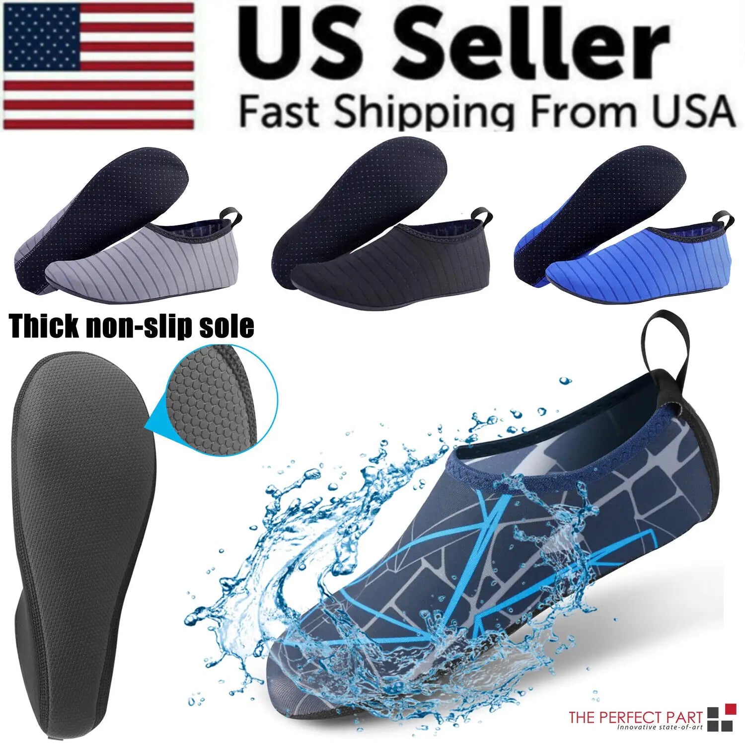 Water Shoes Men Women Skin Socks Aqua Surf Beach Yoga Swim Barefoot Quick-Dry by Anti Spier
