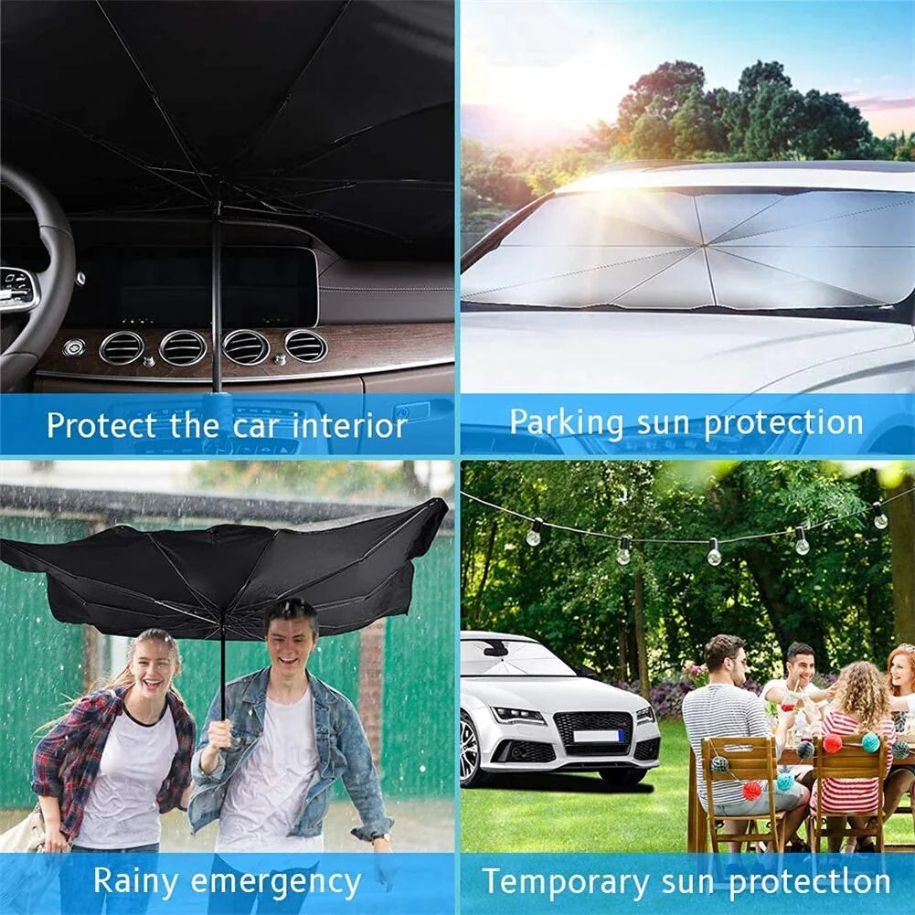 57" Car Windshield Sun Shade Foldable Umbrella Front Window Cover Visor Umbrella by Anti Spier