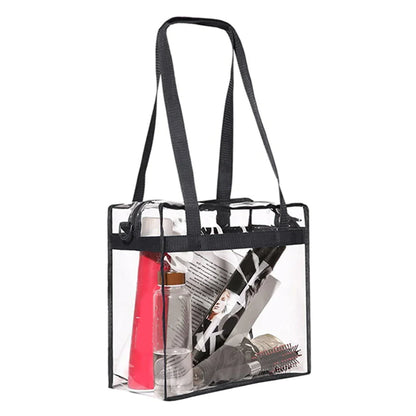 2x Clear PVC Tote Bag Women Large Transparent Handbag Zip Purse Stadium Security by Anti Spier