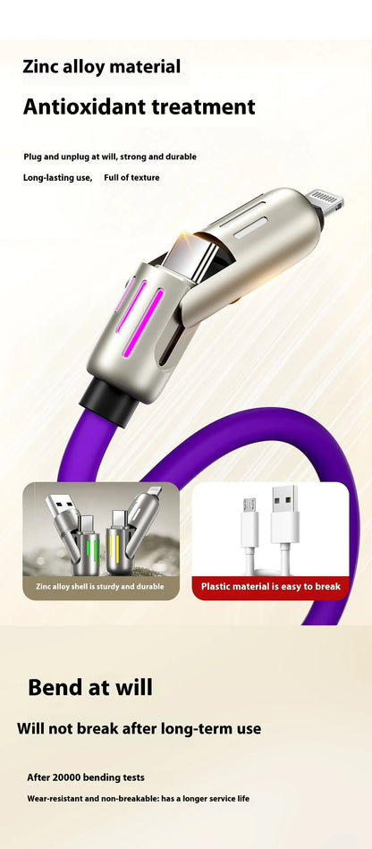 Colorful Four-In-One Fast Charge Cord by Anti Spier