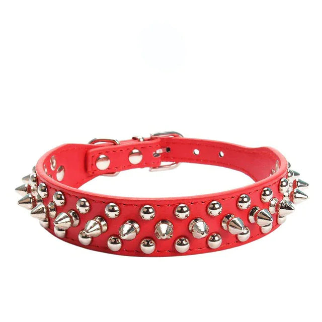 Spiked Studded Leather Dog Collar Rivets Pet Small Large Cat Pit Bull Adjustable by Anti Spier