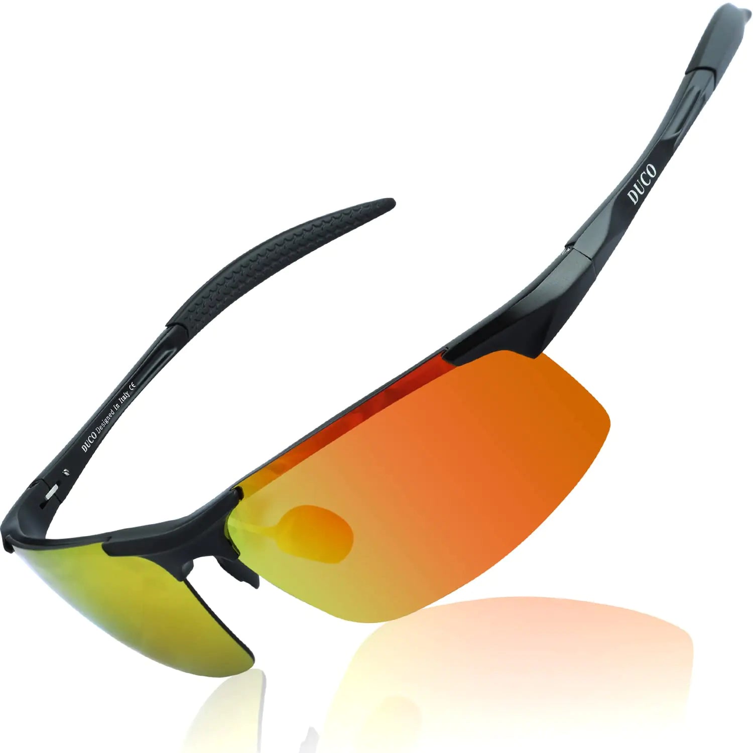 DUCO Mens Sports Polarized Sunglasses UV Protection Sunglasses for Men 8177s Black Frame Orange Lens by Anti Spier