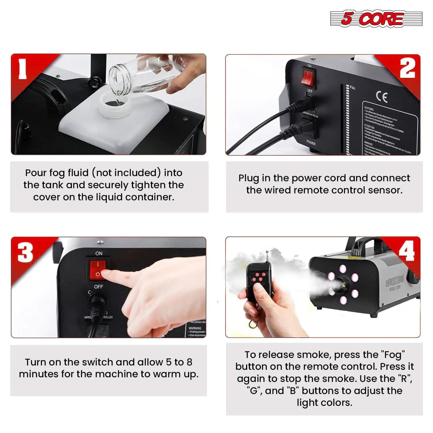 5Core Fog Smoke Machine 1200W Low Lying Indoor Outdoor 1L Fog Maker with LED Lights by Anti Spier