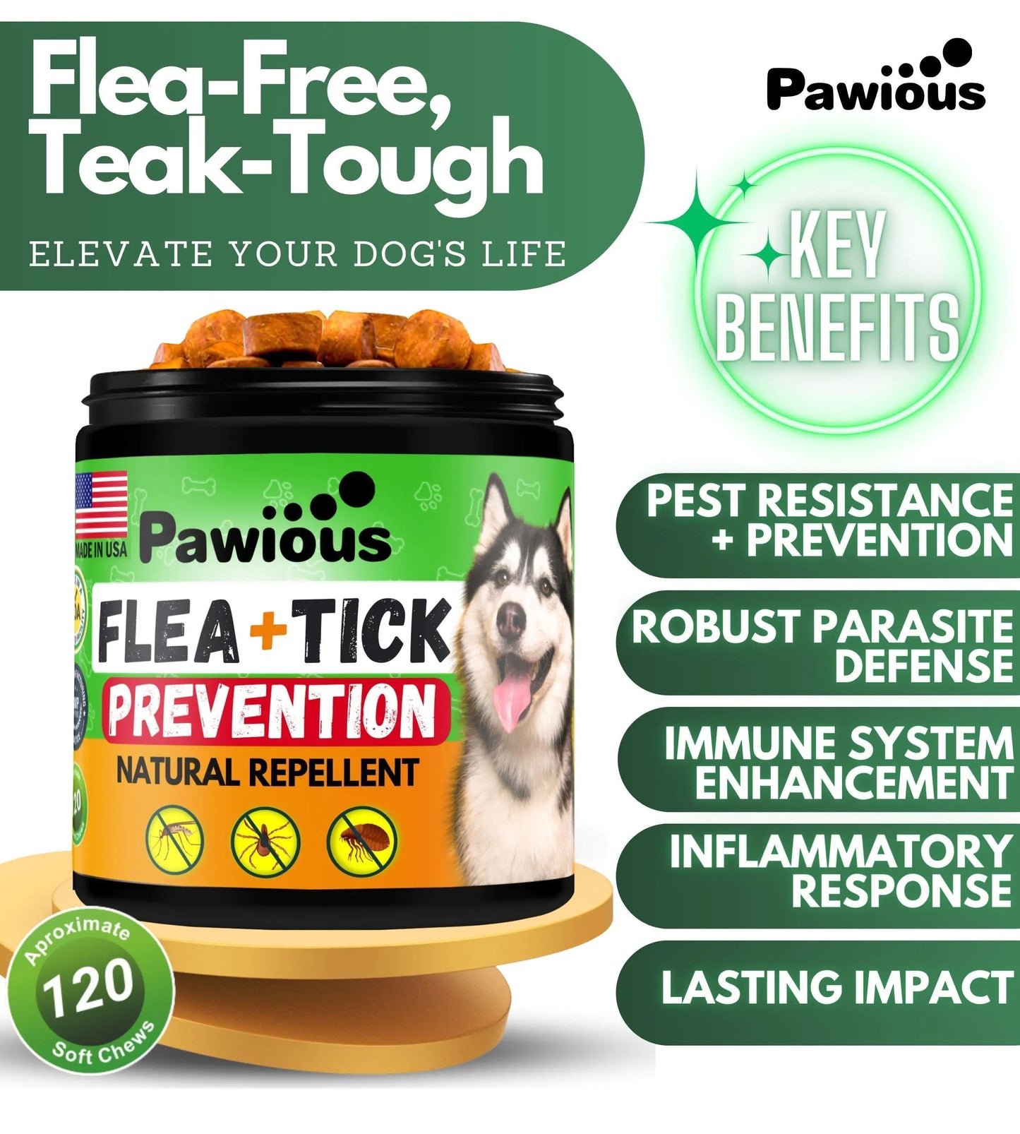 Parasites Prevention for Dogs Chewables Natural Dog Insects Control 120 Tablets by Anti Spier