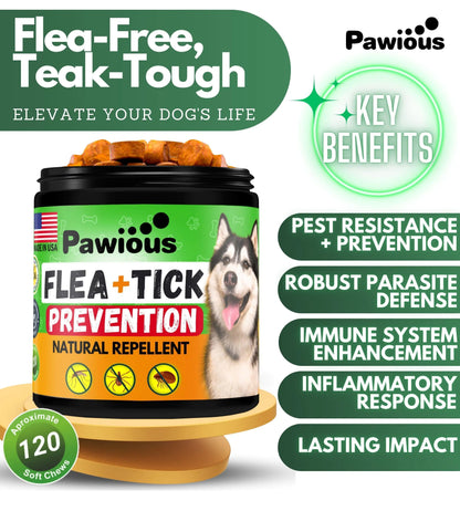 Parasites Prevention for Dogs Chewables Natural Dog Insects Control 120 Tablets by Anti Spier
