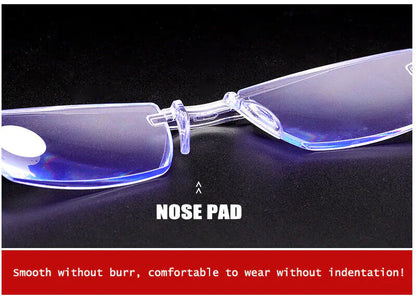 4 PK Mens Rectangular Rimless Blue Light Blocking Reading Glasses Unisex Readers by Anti Spier