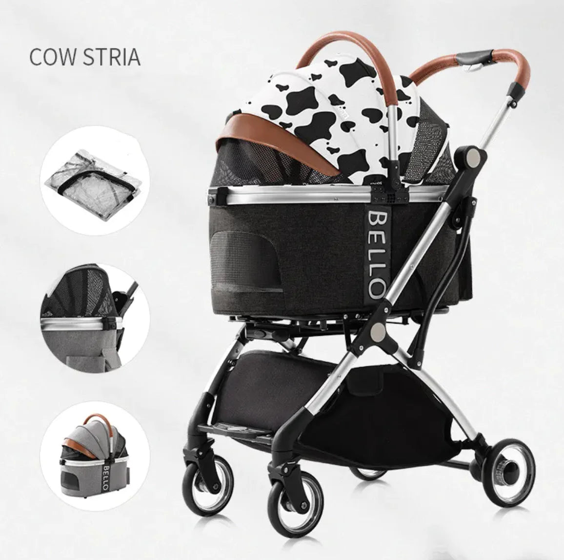 Foldable Four-Wheel Pet Stroller by Anti Spier