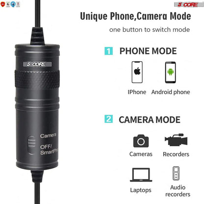 5Core Lavalier Microphone Clip On Professional Grade 3.5mm Lapel Mic Omnidirectional Lav Mic by Anti Spier