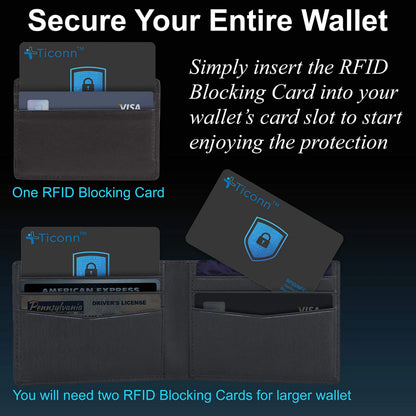 TICONN RFID Blocking Cards - 4 Pack, Premium Contactless NFC Debit Credit Card Passport Protector Blocker Set for Men & Women, Smart Slim Design Perfectly fits in Wallet/Purse (4) by Anti Spier