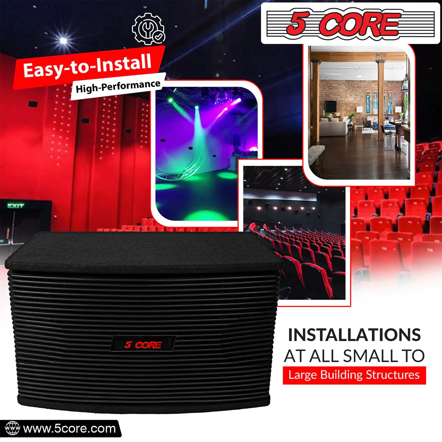 5Core Box Subwoofer for Car 1Pc Black 800W Peak Power 8 Inch Vented Trunk Speaker Woofer 8 Ohm by Anti Spier