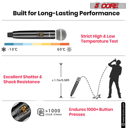 5Core Wireless Microphones VHF Microfonos Inalambricos Professional Handheld Cordless Mic by Anti Spier