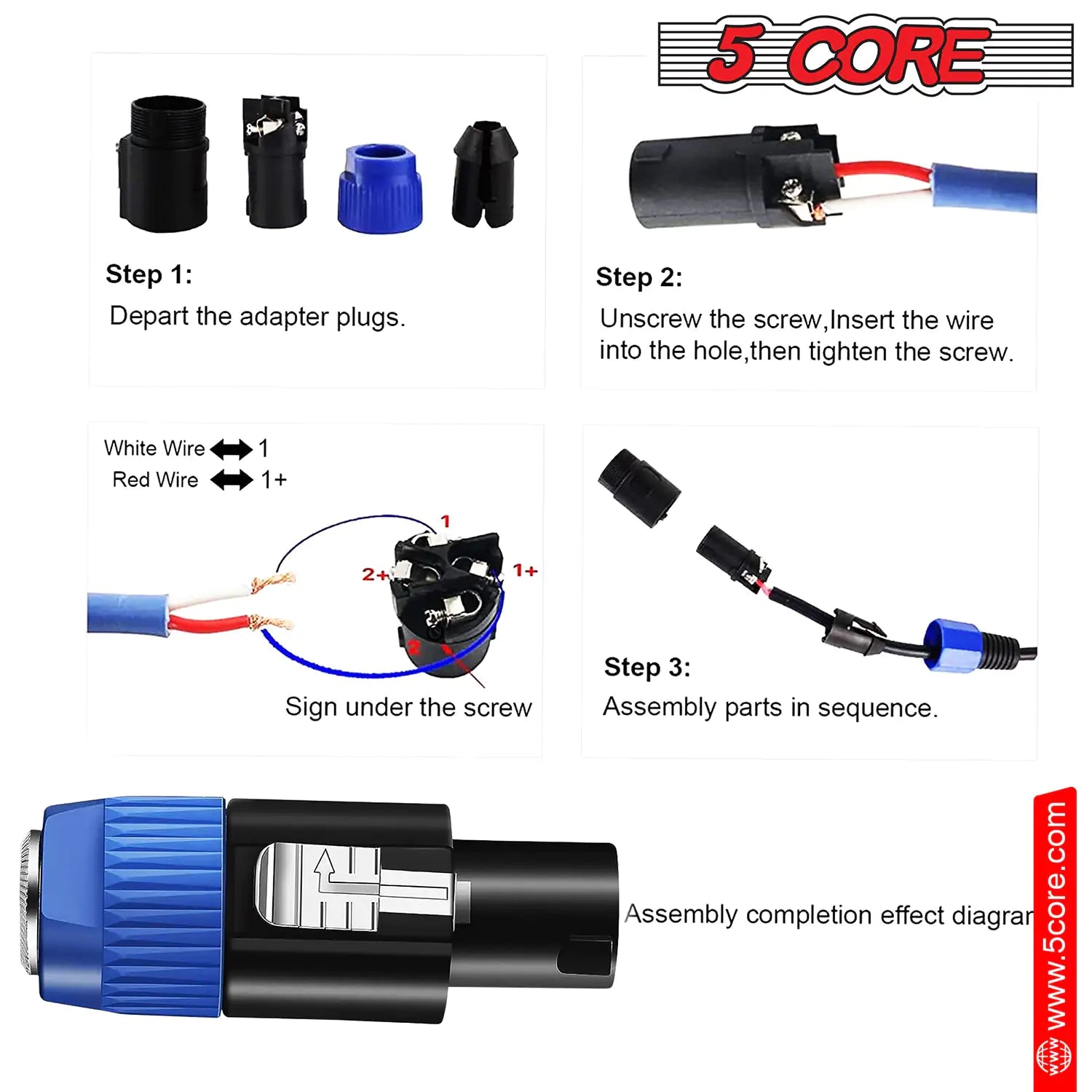 5 Core Speakon Adapter High Quality Audio Jack Male Audio Pin Speaker Adapter Connector by Anti Spier