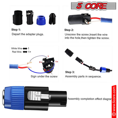 5 Core Speakon Adapter High Quality Audio Jack Male Audio Pin Speaker Adapter Connector by Anti Spier