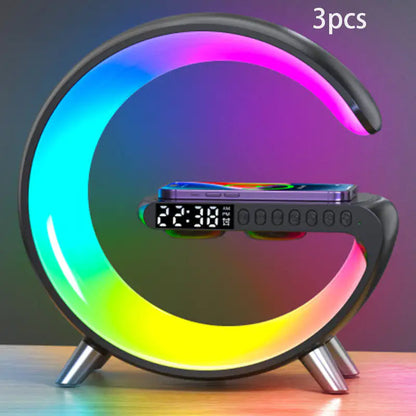 New Intelligent G Shaped LED Lamp Bluetooth Speake Wireless Charger Atmosphere Lamp App Control For Bedroom Home Decor by Anti Spier