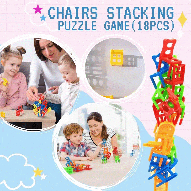 Chairs Stacking Puzzle Game (Set of 18) by Anti Spier