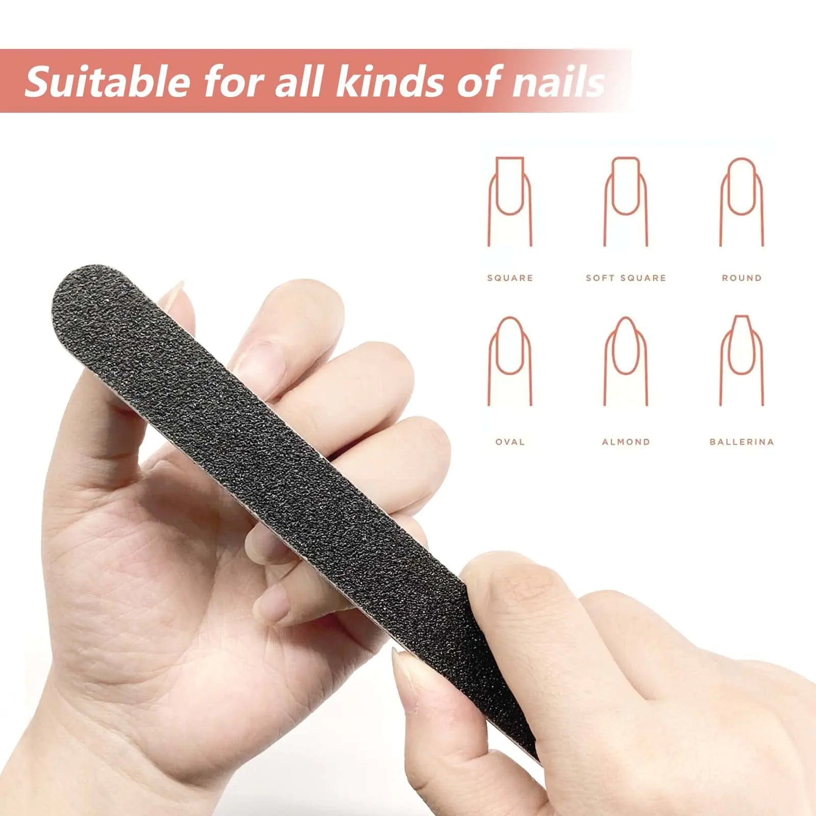 20 Pack 100/180 Grit Nail Files, Black Professional Reusable Emery Boards Manicure Tool for Acrylic Nails, Nail Buffering Files by Anti Spier