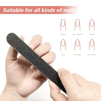 20 Pack 100/180 Grit Nail Files, Black Professional Reusable Emery Boards Manicure Tool for Acrylic Nails, Nail Buffering Files by Anti Spier