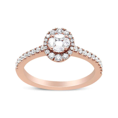 18K Rose Gold 1/2 Cttw Composite Marquise Composite Diamond Oval Shaped Halo Engagement Ring (F-G Color, VS1-VS2 Clarity) by Anti Spier