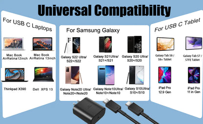 45W USB-C Super Fast Wall Charger + 6FT Cable For Samsung Galaxy S20 S21 S22 S23 by Anti Spier