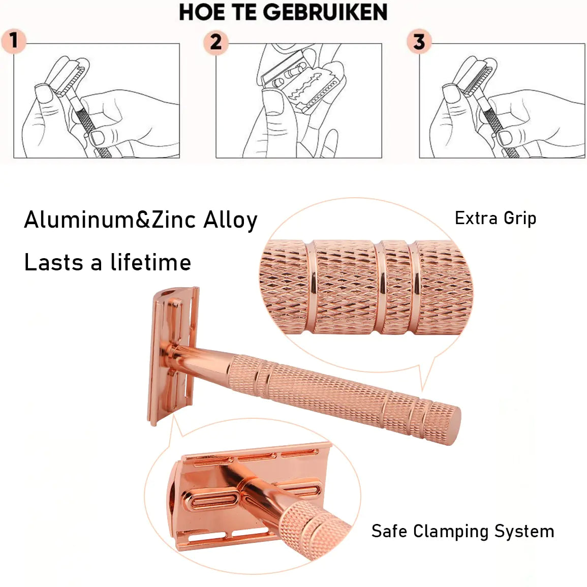 Rose Gold Double Edge Safety Razor by Anti Spier