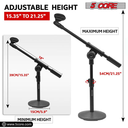 5Core Round Base Desktop Mic Stand Universal Desk Microphone Holder Table Top Stands BLACK by Anti Spier
