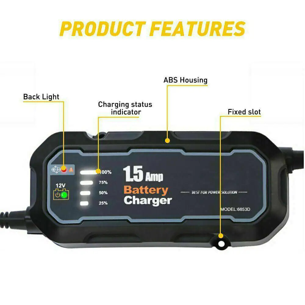 1500mAh Automatic Smart Battery Charger 12V Portable Car Auto Trickle Maintainer by Anti Spier