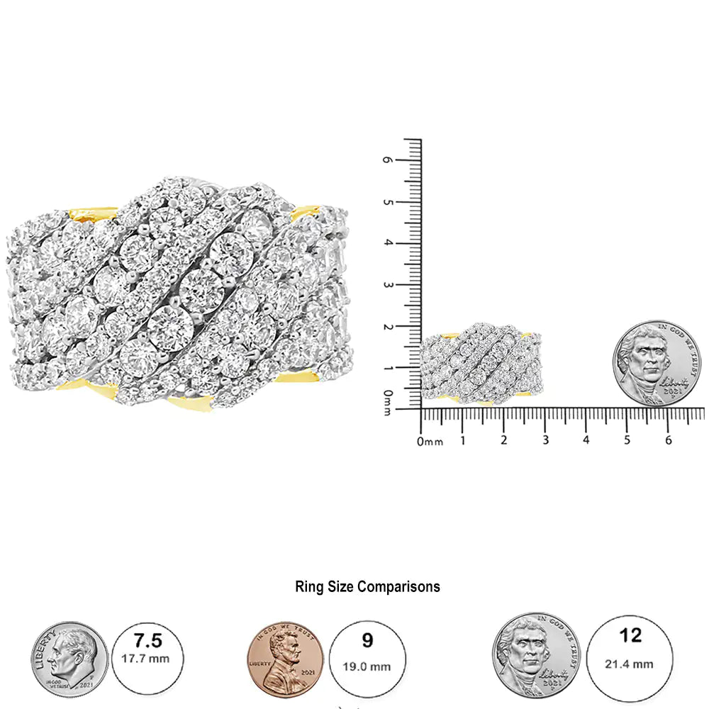 10K Yellow Gold 3.00 Cttw Diamond Multi Row Cluster Band Ring (I-J Color, I3 Clarity) by Anti Spier