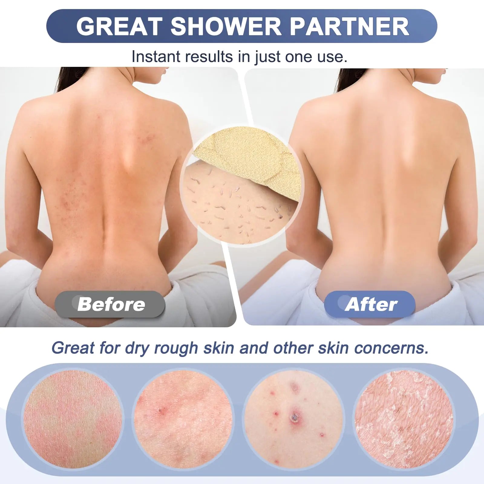 Exfoliating Back Scrubber with Handles, 39 Inch Double-Sided Back Exfoliator Body Scrub Towel, Exfoliating Washcloth Bath Tool for Use in Shower, Back Washer to Deep Clean Your Skin for Men & Women Beige (39*5.5 Inch) by Anti Spier