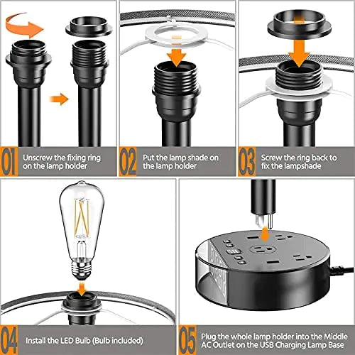 Bedside Table Lamp Alarm Clock Charging - 3 Brightness Level by Anti Spier