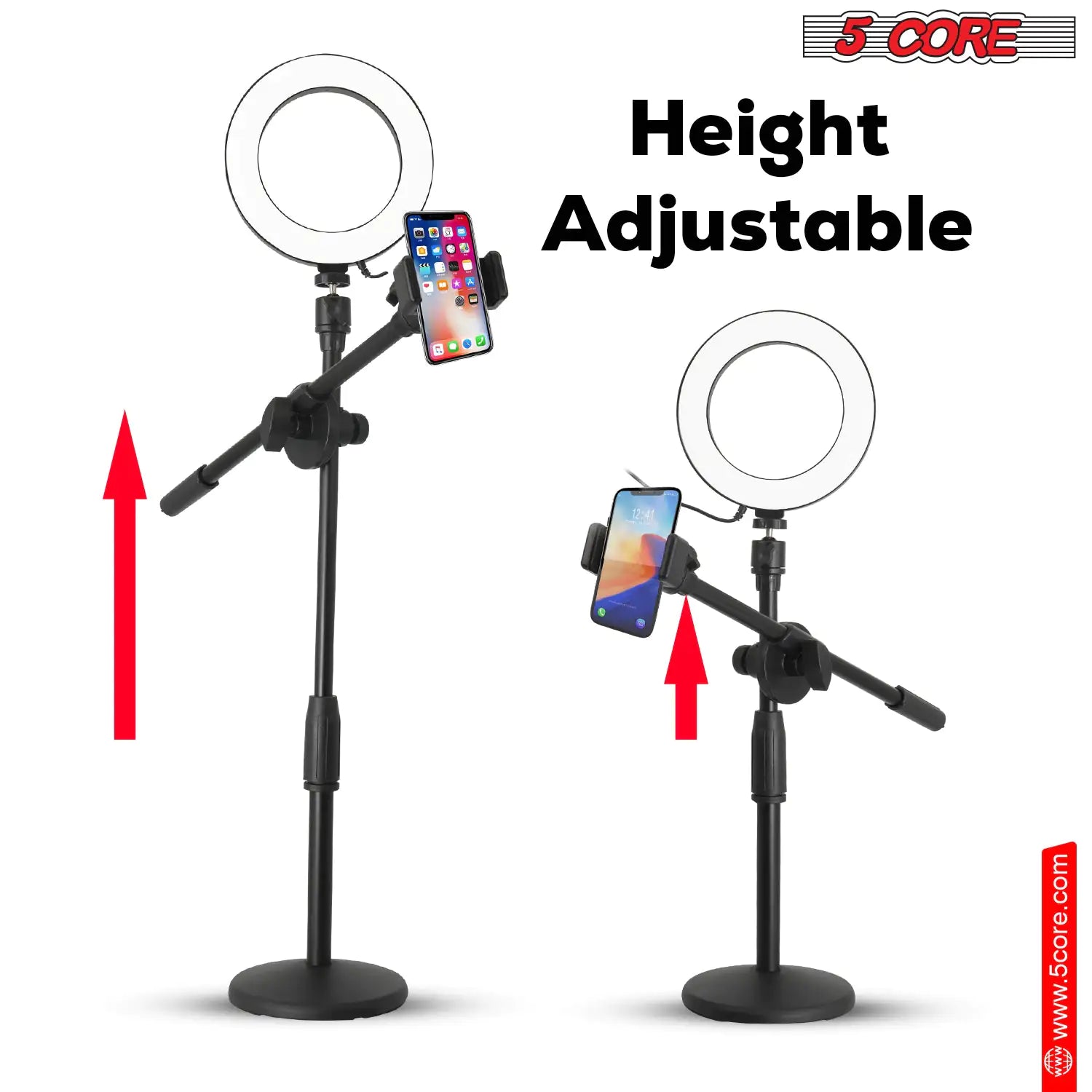 6 inch Ring Light with Cell Phone Stand Adjustable Ring light Angle LED Circle Light w Phone Holder by Anti Spier