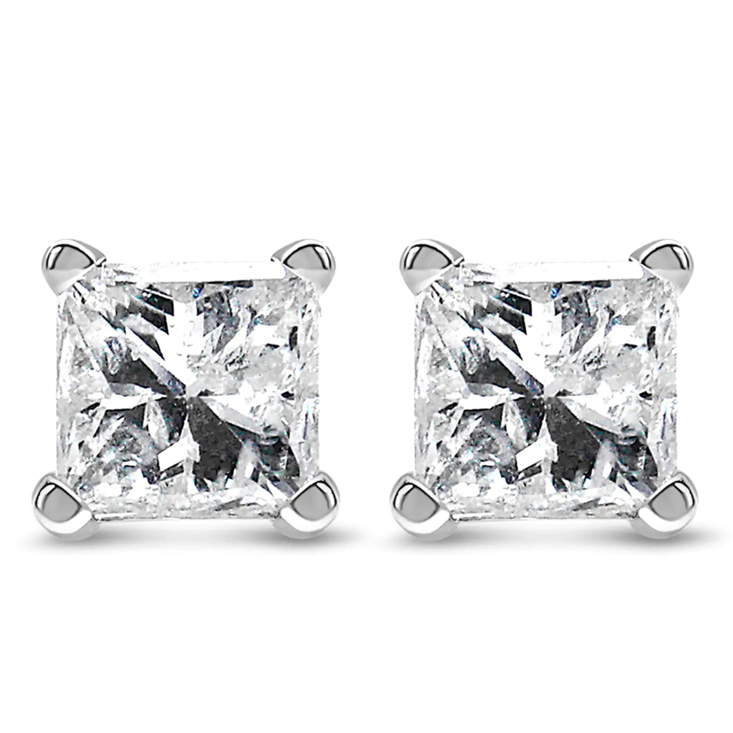 14K White Gold Princess Cut Lab-Grown Diamond Solitaire Stud Earrings (F-G Color, VS2-SI1 Clarity) by Anti Spier