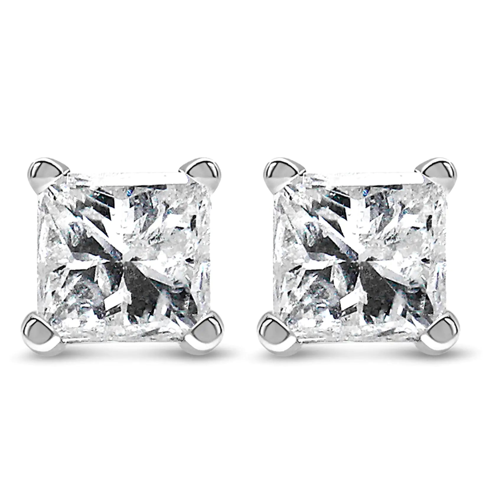 14K White Gold Princess Cut Lab-Grown Diamond Solitaire Stud Earrings (F-G Color, VS2-SI1 Clarity) by Anti Spier