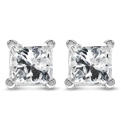 14K White Gold Princess Cut Lab-Grown Diamond Solitaire Stud Earrings (F-G Color, VS2-SI1 Clarity) by Anti Spier