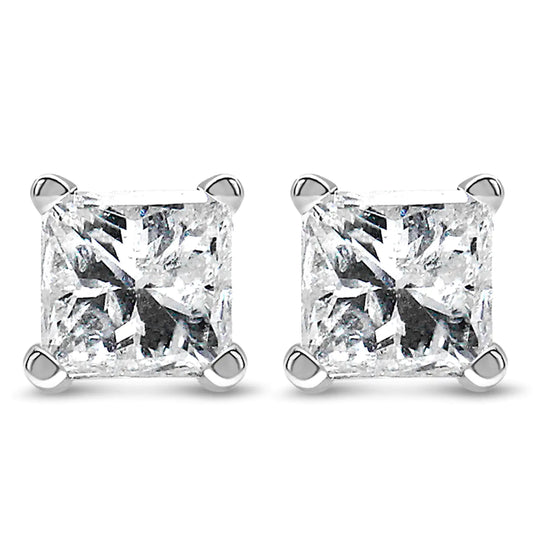 14K White Gold Princess Cut Lab-Grown Diamond Solitaire Stud Earrings (F-G Color, VS2-SI1 Clarity) by Anti Spier