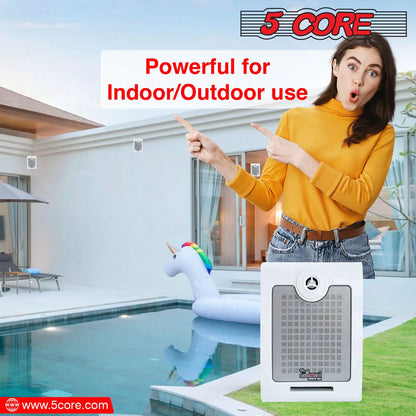 5Core Outdoor Speakers Stereo In Wall 500W Peak Passive Home Audio System by Anti Spier