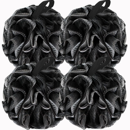 Bath Loofah Shower Sponge Body Back Scrubber Soft Mesh Shower Puffs Exfoliating Loofa for Women & Men Bath Accessories Cleaning Tool (4Pack 60G Black, Charcoal Black) 1 Count (Pack of 4) by Anti Spier