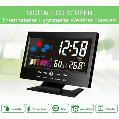LED Digital Alarm Clock Snooze Calendar Thermometer Hygrometer Weather Display by Anti Spier