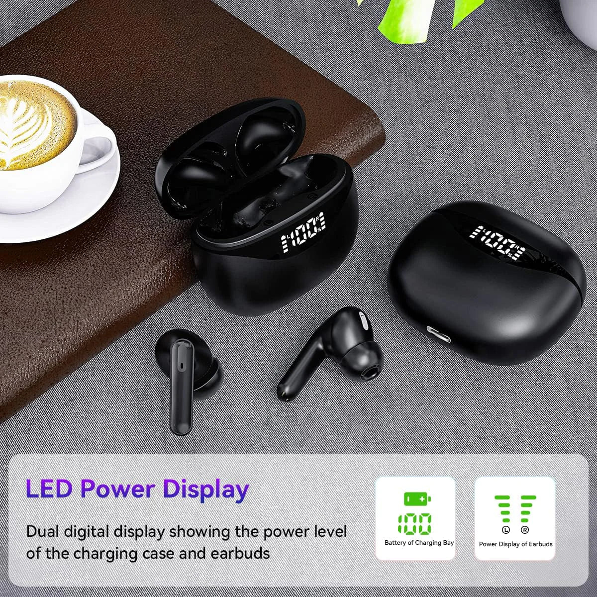 Bluetooth Earbuds Headset 5.3 Wireless Noise Cancelling TWS Trucker Waterproof by Anti Spier