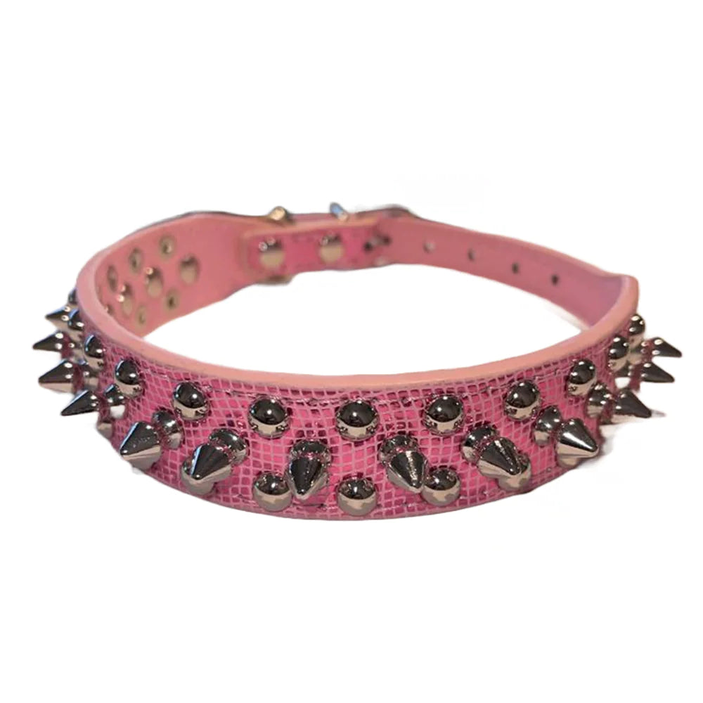 Spiked Studded Leather Dog Collar Rivets Pet Small Large Cat Pit Bull Adjustable by Anti Spier