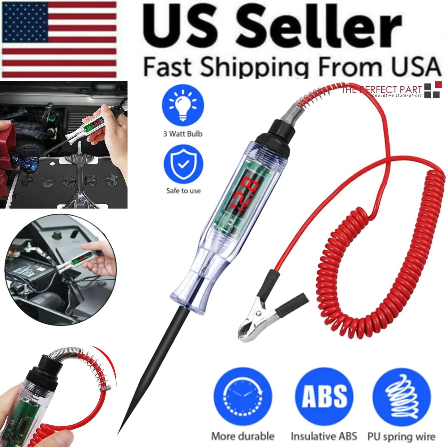 Digital Electric Voltage Circuit Tester Automotive Test Light Car Truck 6-24V US by Anti Spier