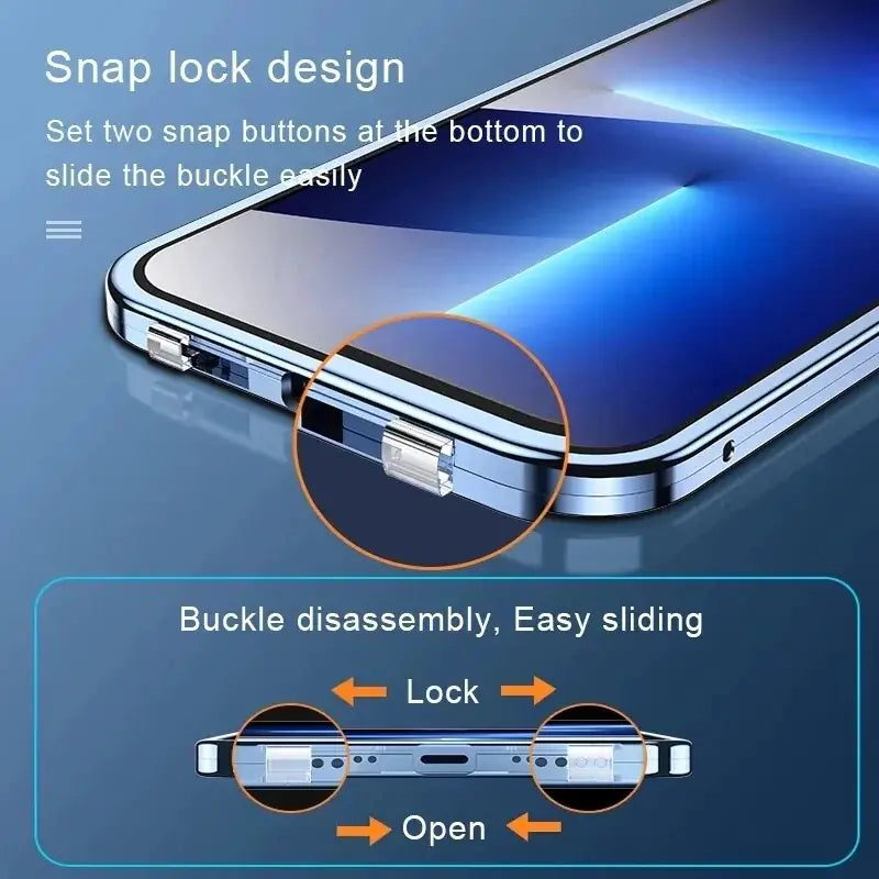 Double Sided Glass Snap Lock Case For iPhones by Anti Spier