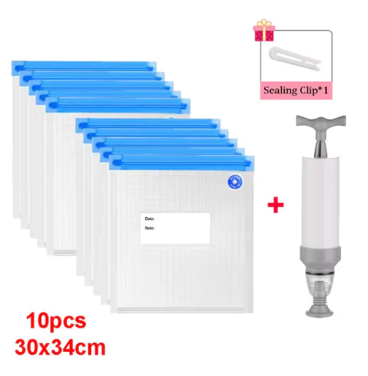 Reusable Vacuum Sealer Bag Kitchen Food Storage Zipper Bag Air Valve Pump Seal Vegetables Meat Snack Sealer Fresh Keeping Bag by Anti Spier